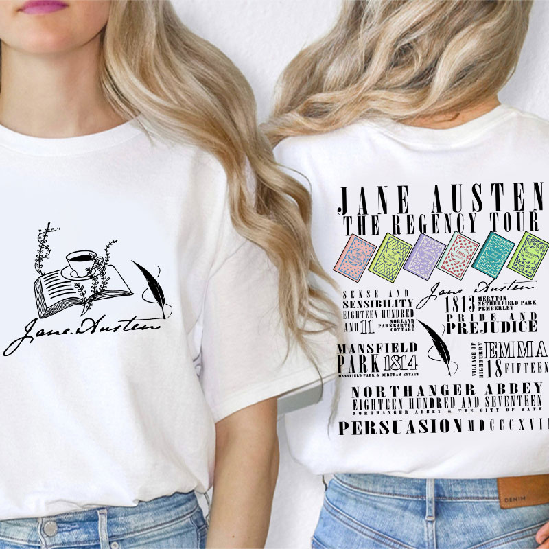 Jane Austen The Regency Tour Teacher Two Sided T-Shirt