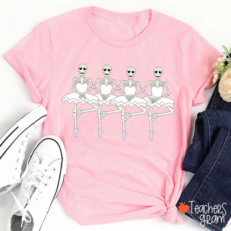 Ballerina Skeletons Halloween Dance Teacher T-Shirt