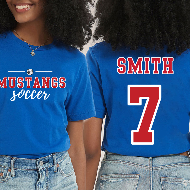 Personalized Mascot Sport Name And Number Game Day Teacher Two Sided T-Shirt