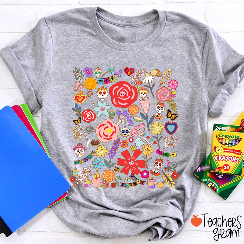 Dia De Los Muertos Mexican Art Spanish Teacher T-Shirt