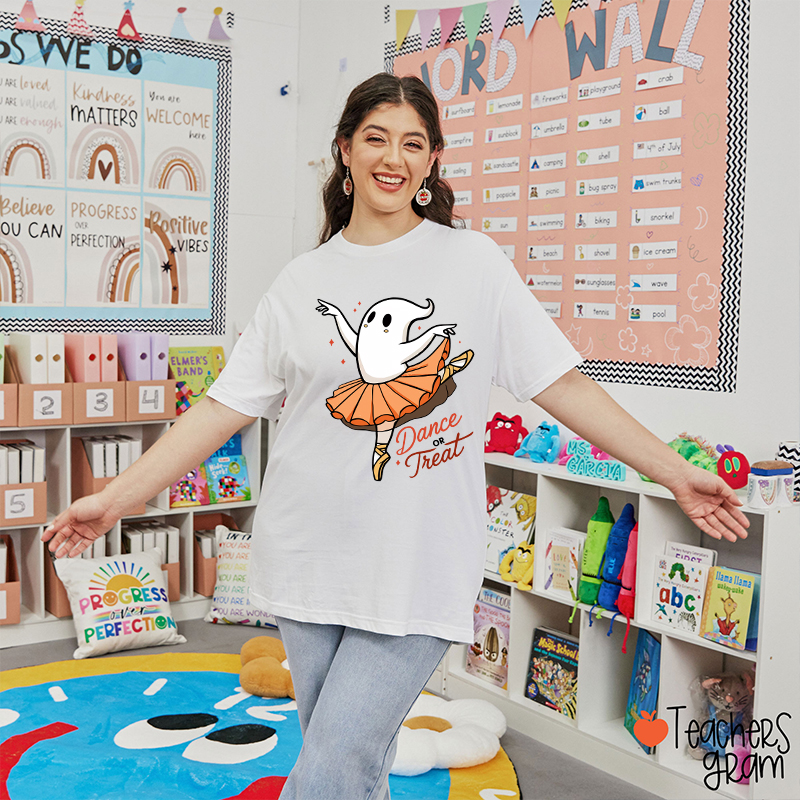 Dance Or Treat Ghost Halloween Teacher T-Shirt