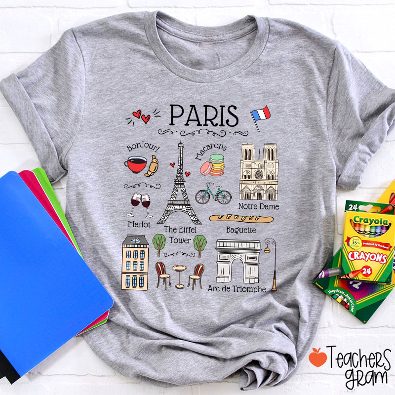 Eiffel Tower French Landmarks French Teacher T-Shirt