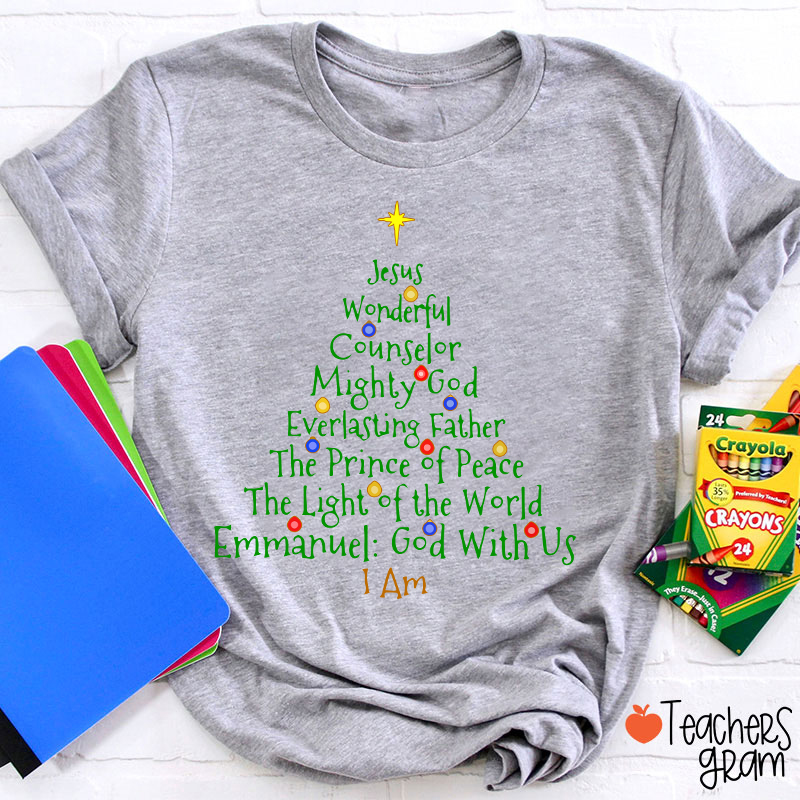 Jesus Wonderful Christmas Tree Teacher T-Shirt