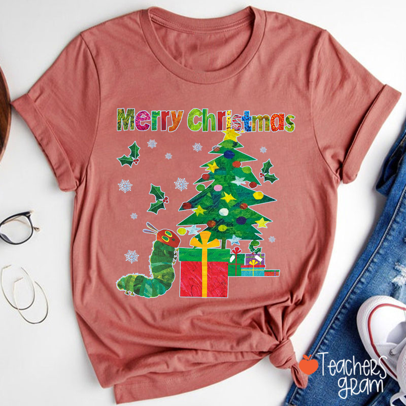 Very Hungry Caterpillar Merry Christmas Teacher T-Shirt