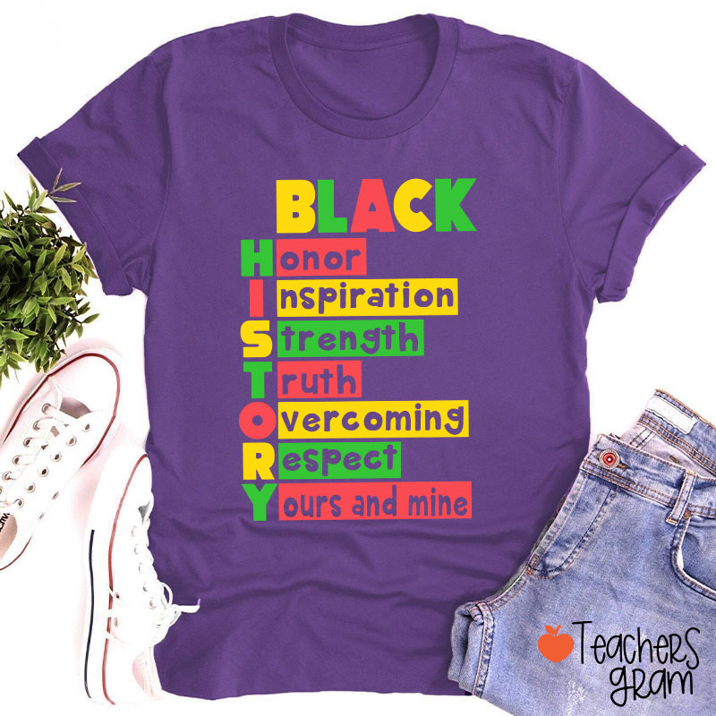 Black History Words Teacher T-Shirt
