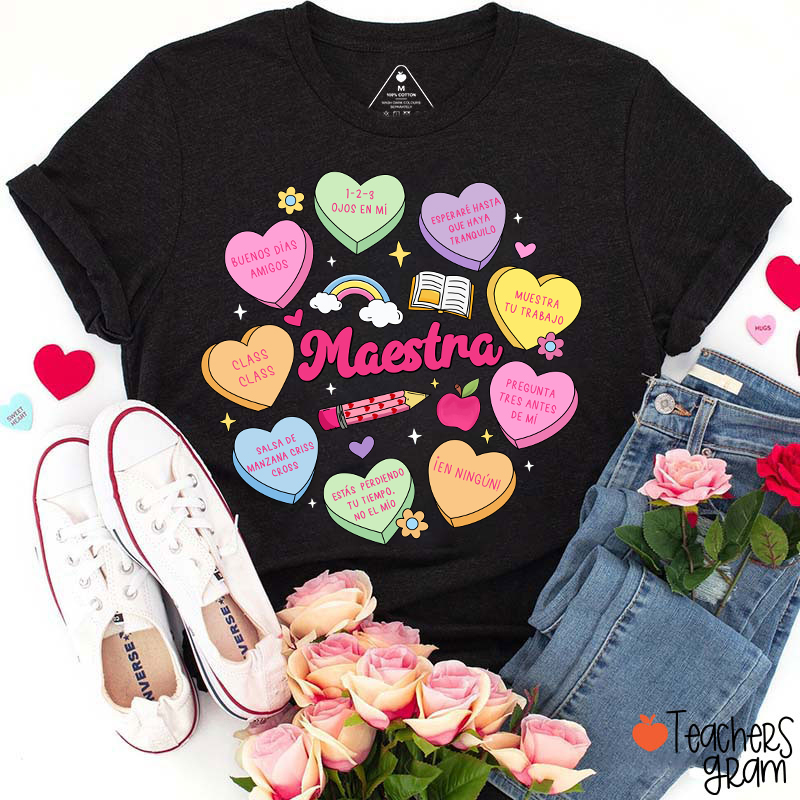 Maestra Love Encourage Spanish Teacher T-Shirt