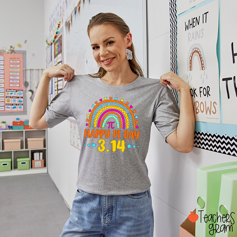 Happy Pi Day Rainbow Teacher T-Shirt