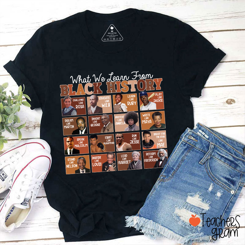 What We Learn From Black History Teacher T-Shirt
