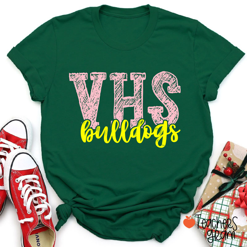 Personalized Mascot And School Name Initials Graffiti Fonts Teacher T-Shirt