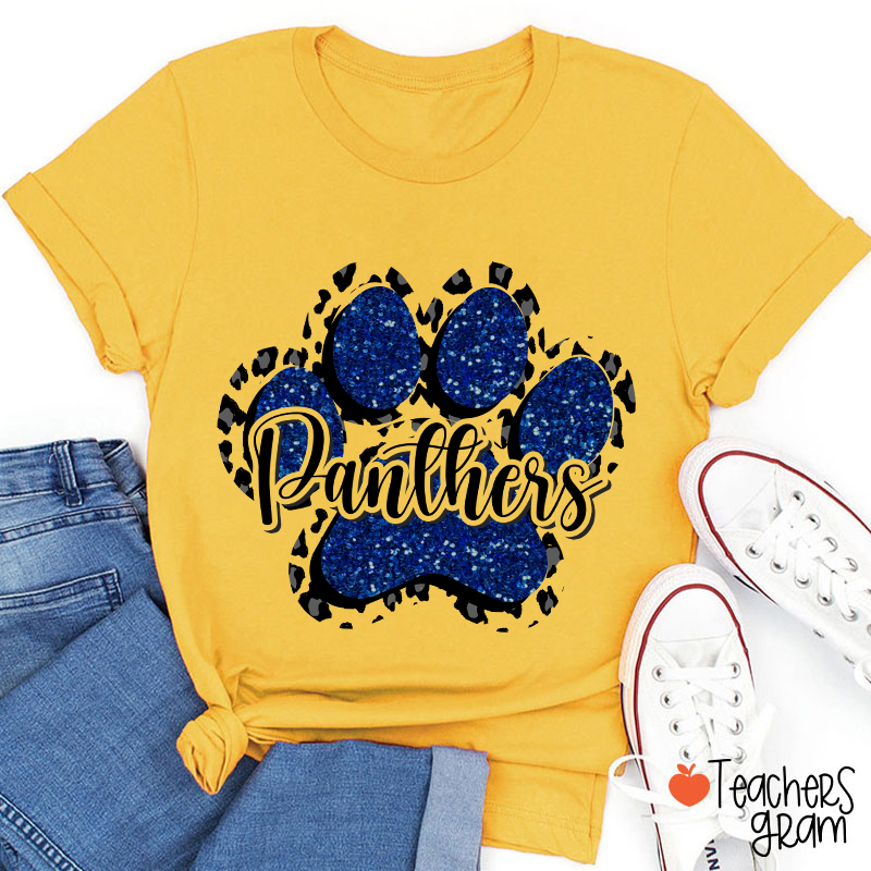 Personalized Mascot Glitter Paw Teacher T-Shirt