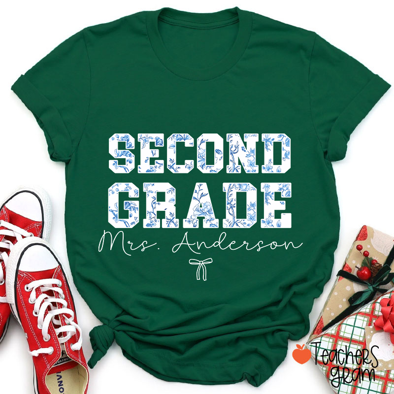 Personalized Name And Grade Trendy Teacher T-Shirt