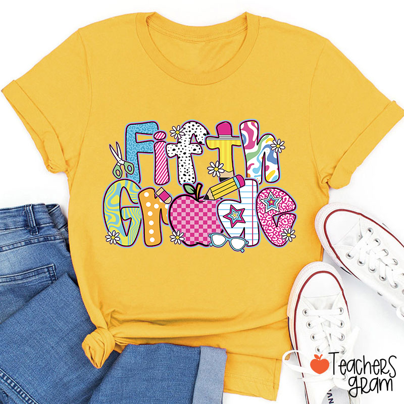 Personalized Grade Apple First Day Teacher T-Shirt