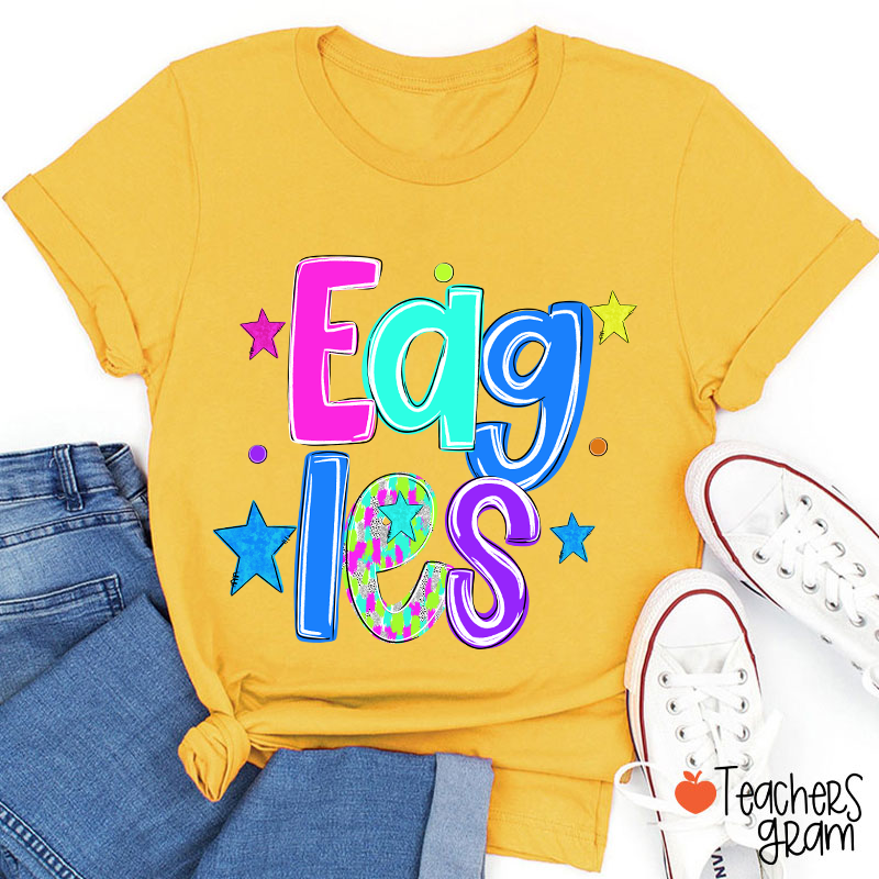 Personalized Mascot Colorful Font Sart Polka Dots Teacher T-Shirt