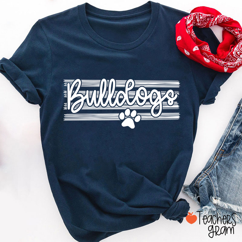 Personalized Mascot On Stripes Spirit Game Day Teacher T-Shirt