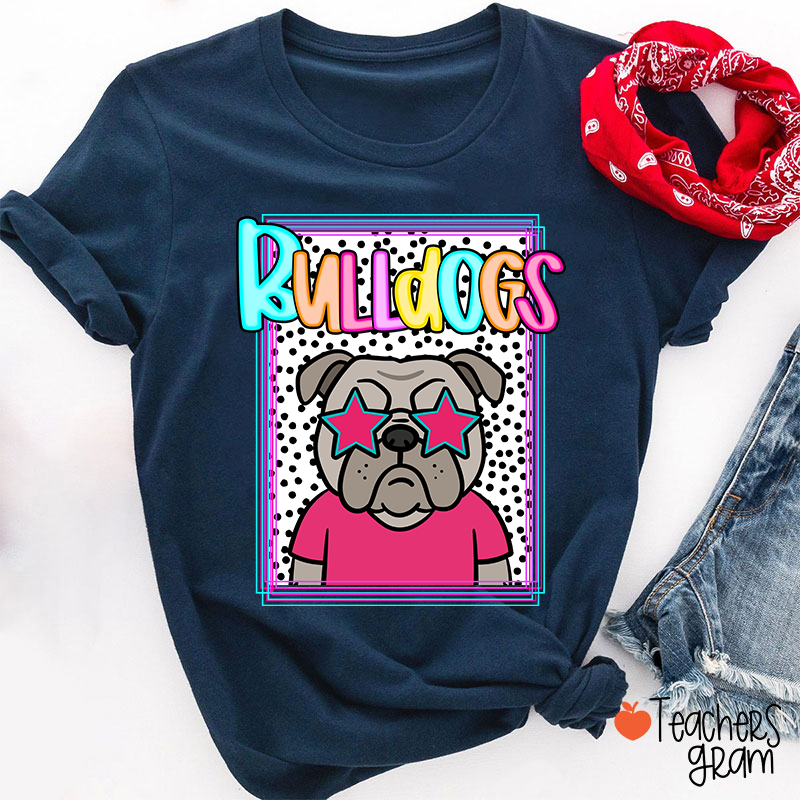 Personalized Mascot Polka Dot Preppy School Spirit Teacher T-Shirt