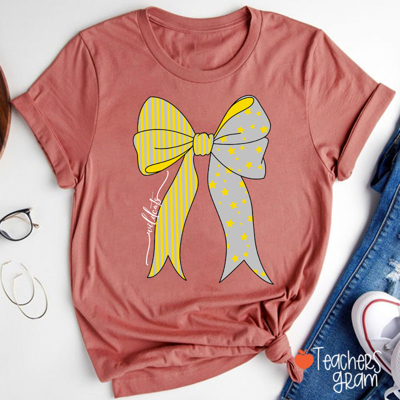Personalized Mascot Stars And Stripes Bow Teacher T-Shirt