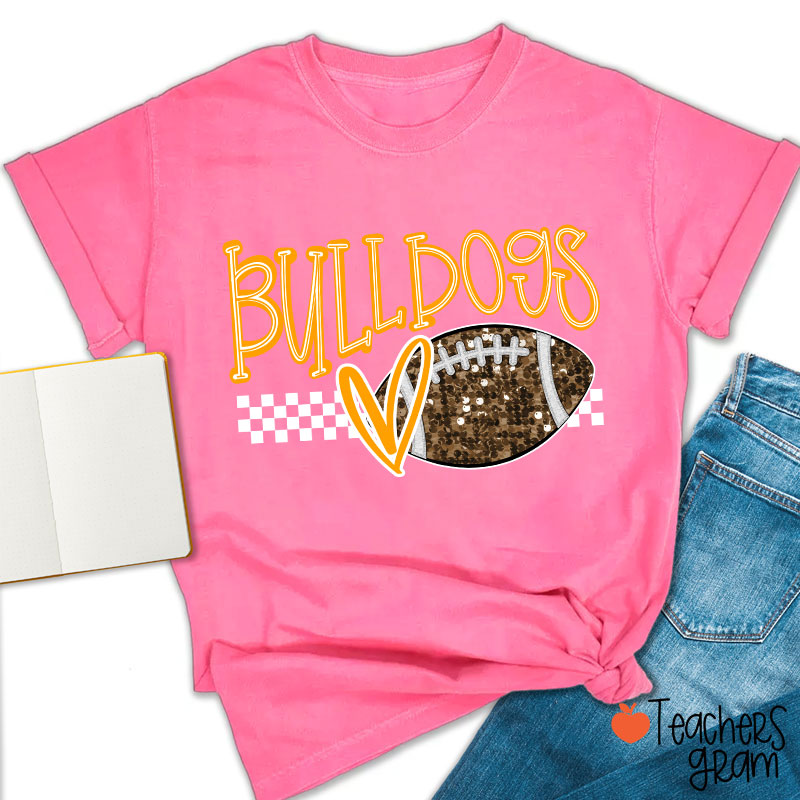 Personalized Mascot And Sport Checkered Love Heart Teacher T-Shirt