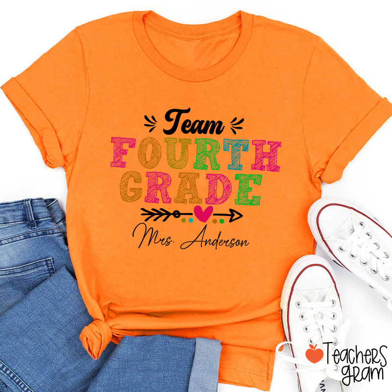 Personalized Team Name Arrow Heart Teacher T-Shirt