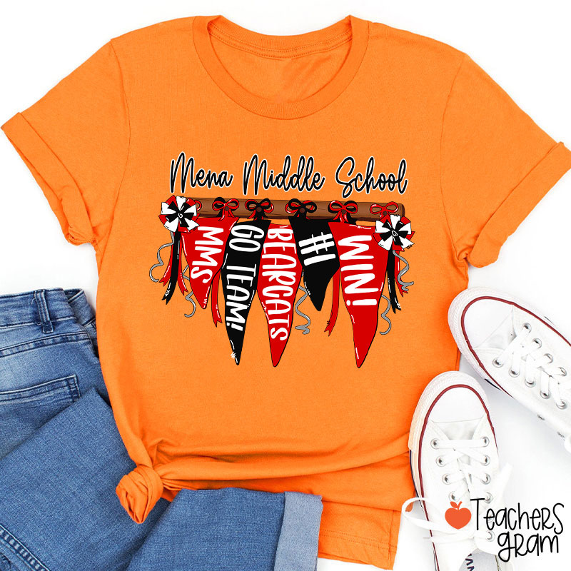Personalized Mascot Pennant Banner Flag Teacher T-Shirt