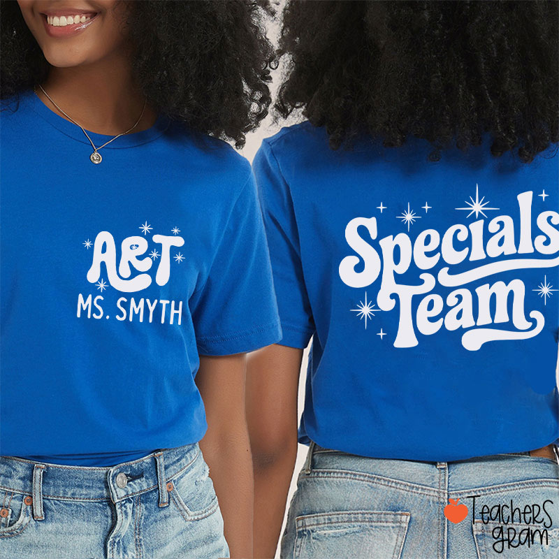 Personalized Suject And Name Specials Team Teacher Two Sided T-Shirt