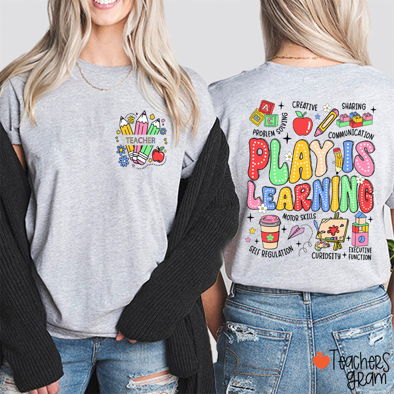 Personalized Text Play Is Learning Teacher Two Sided T-Shirt