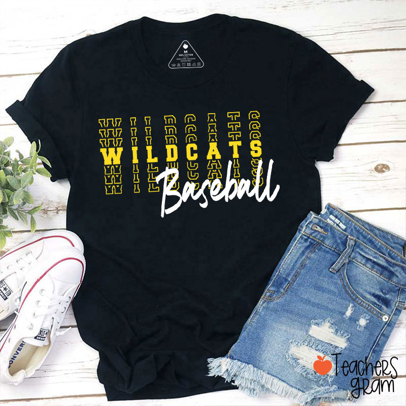 Personalized Mascot Text Stacking Teacher T-Shirt