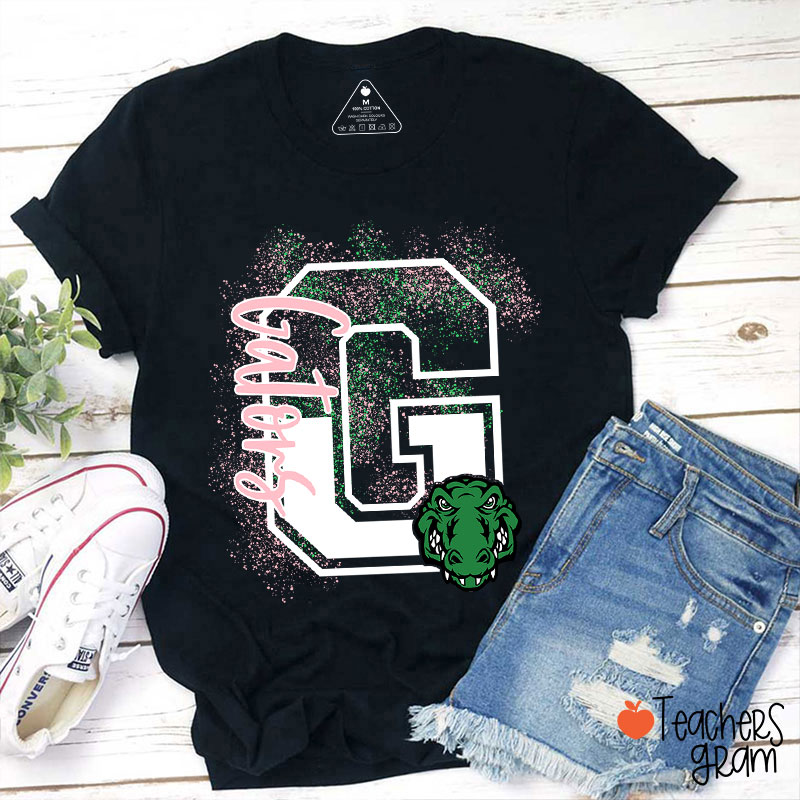 Personalized Mascot Splatter Letter Teacher T-Shirt