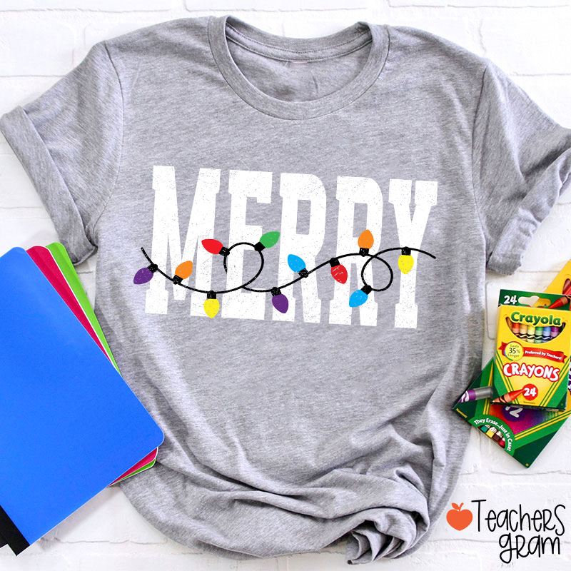 Merry Christmas Lights Teacher T-Shirt