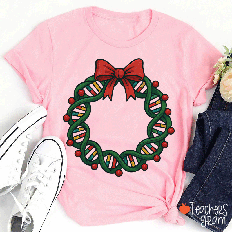DNA Double Helix Christmas Teacher T-Shirt