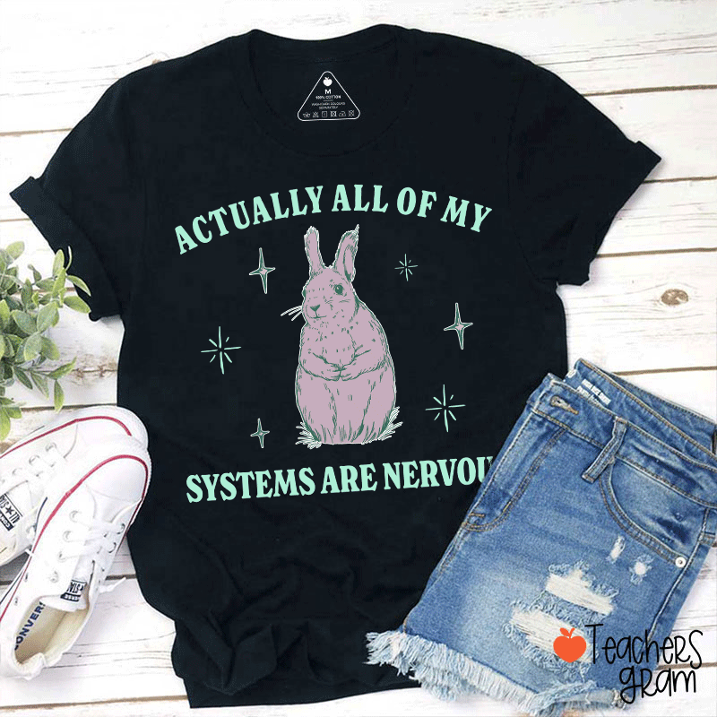 Actually All Of My Systems Are Nervous Teacher T-Shirt