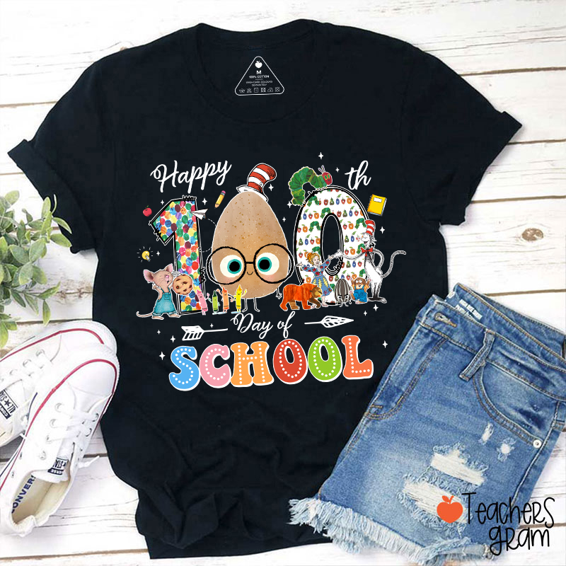 Children's Books Happy 100 Days Of School Teacher T-Shirt