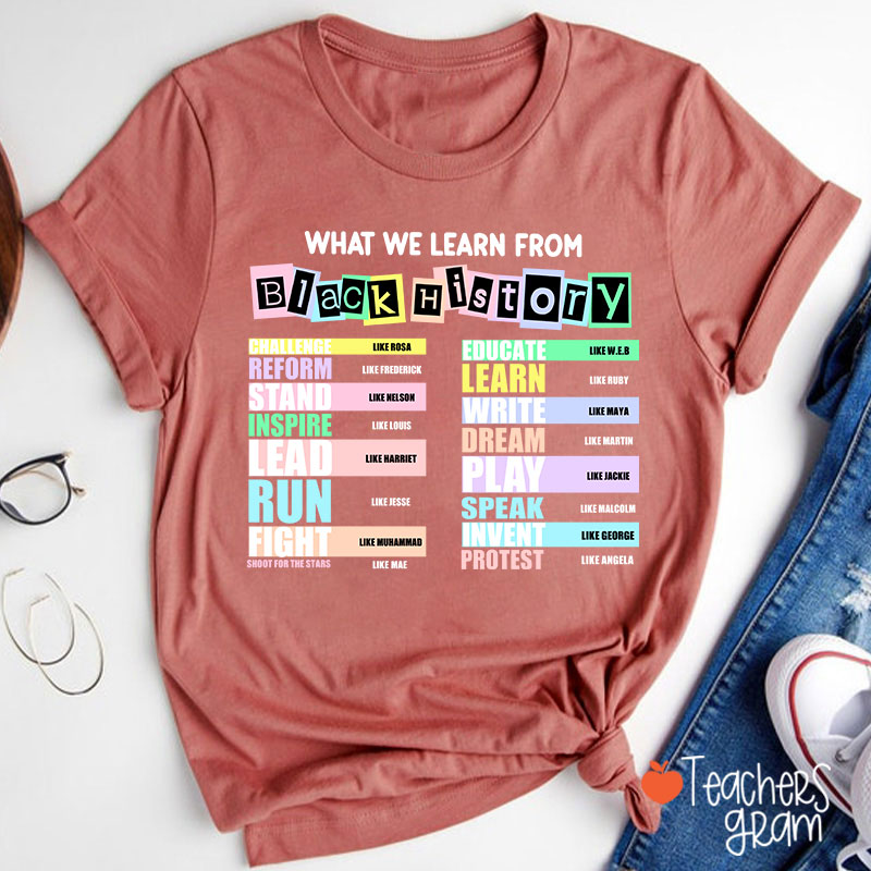 What We Learn From Black History Teacher T-Shirt