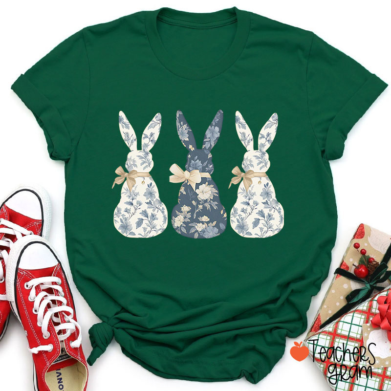 Coquette Bow Easter Bunny Teacher T-Shirt