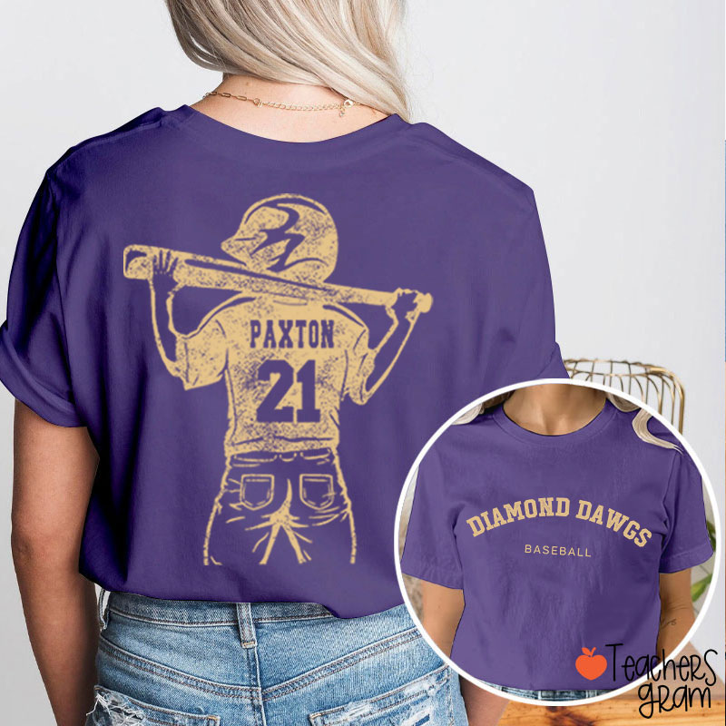Personalized Baseball Mom Teacher Two Sided T-Shirt