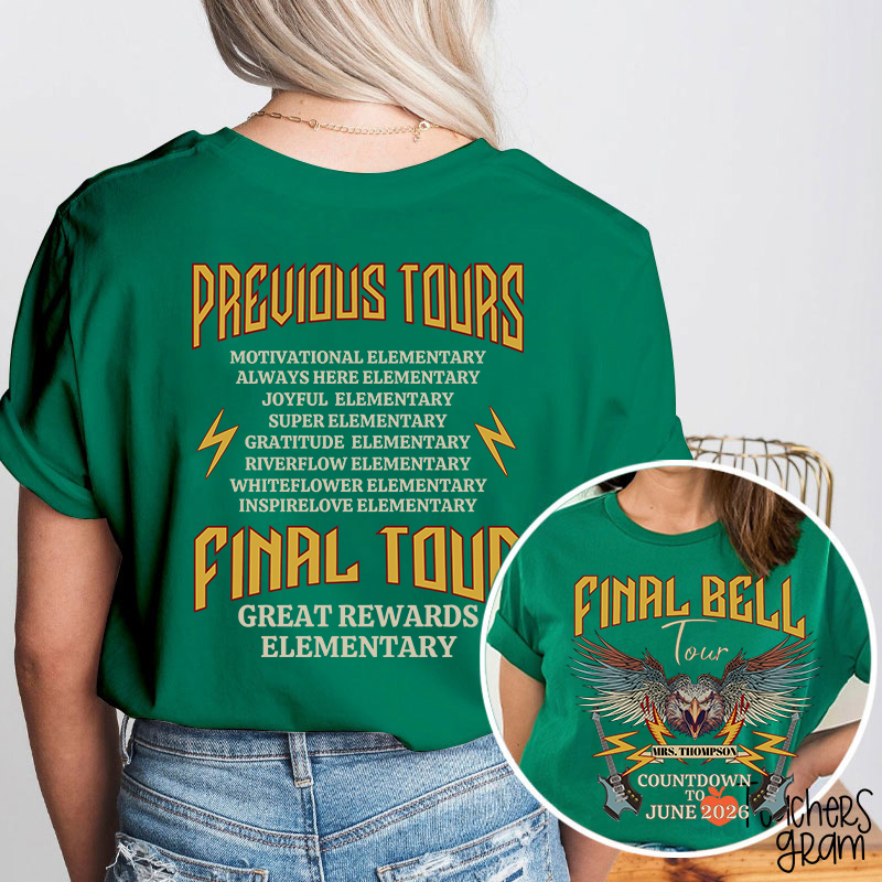 Personalized Funny Retirement Countdown Teacher Two Sided T-Shirt