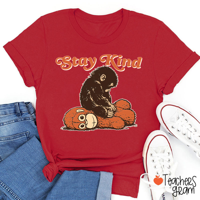 Punch Monkey Stay Kind Teacher T-Shirt