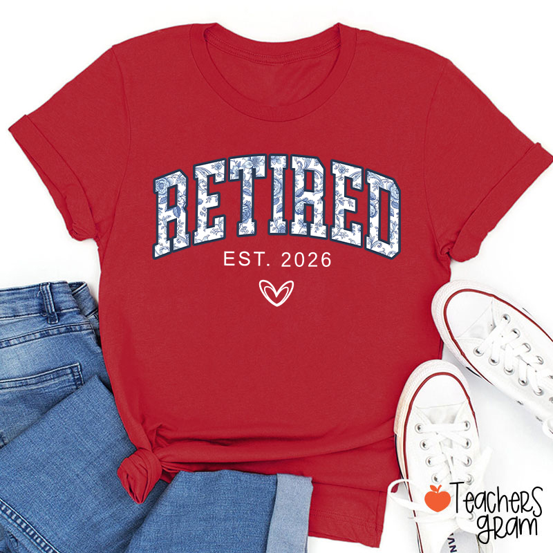 Personalized Toile Retirement Blue And White Porcelain Teacher T-Shirt