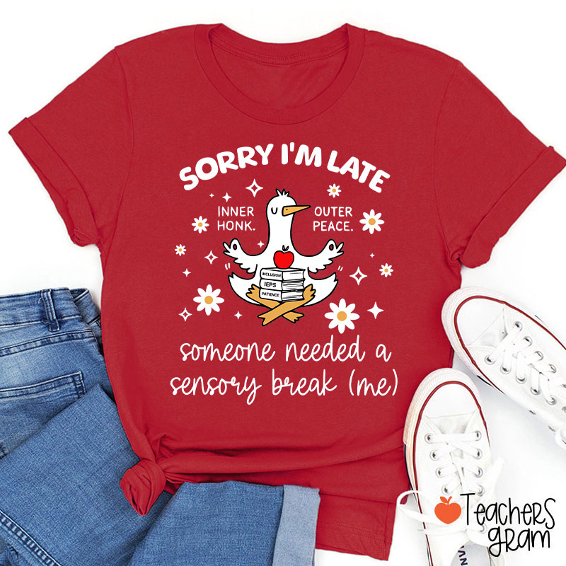 Sorry I'm Late Someone Needed A Sensory Break Teacher T-Shirt