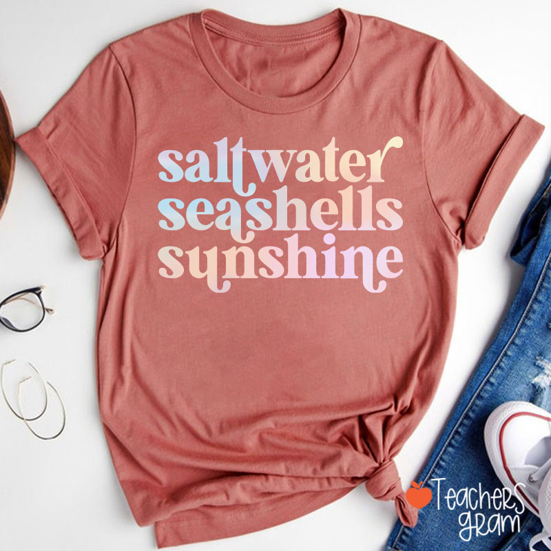 Saltwater Seashells Sunshine Teacher T-Shirt