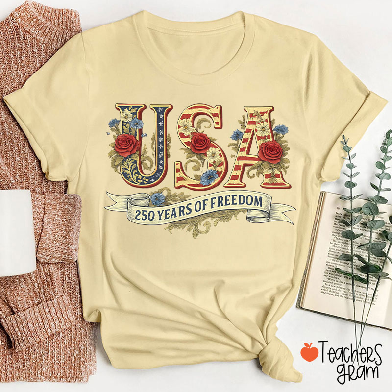 Usa 250 Years Of Freedom Teacher T-Shirt