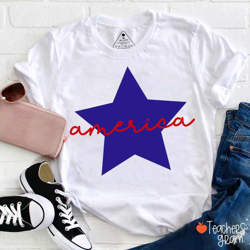 America Patriotic 4th Of July Teacher T-Shirt
