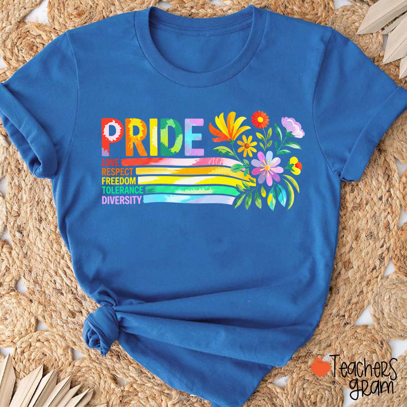 Pride Love Respect Freedom Tolerance Diversity Teacher T-Shirt