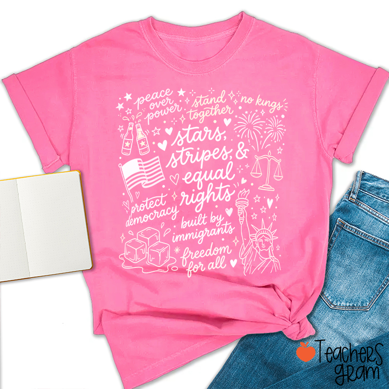 Doodle USA Political Equal Rights Teacher T-Shirt