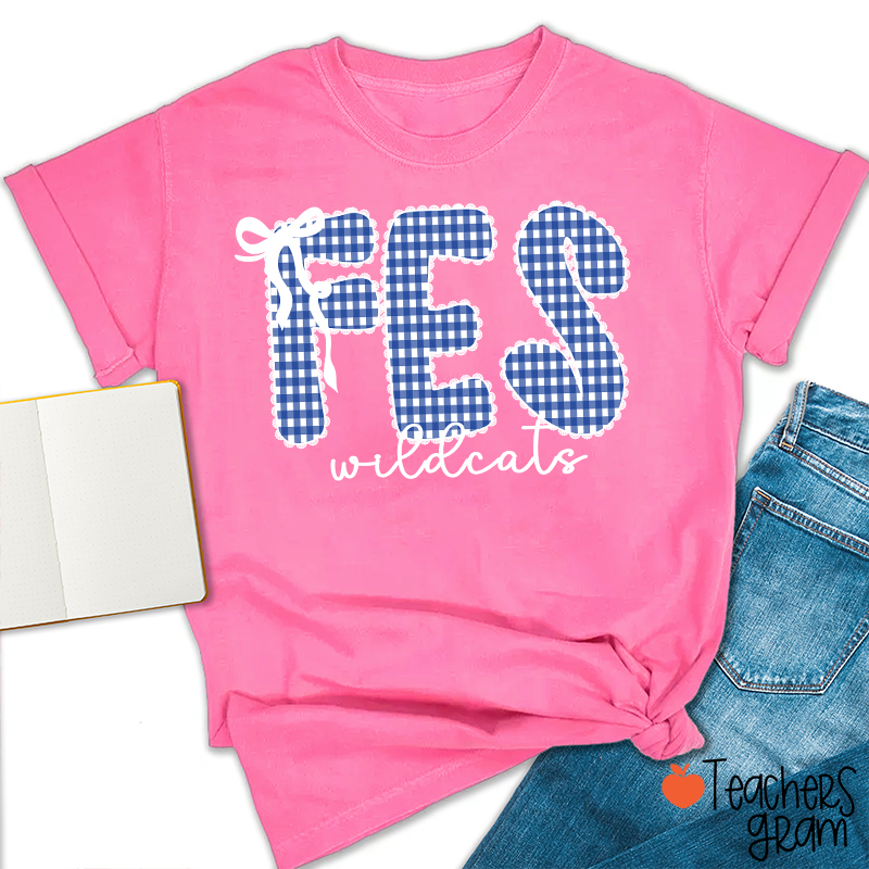 Personalized Gingham School Spirit Teacher T-Shirt