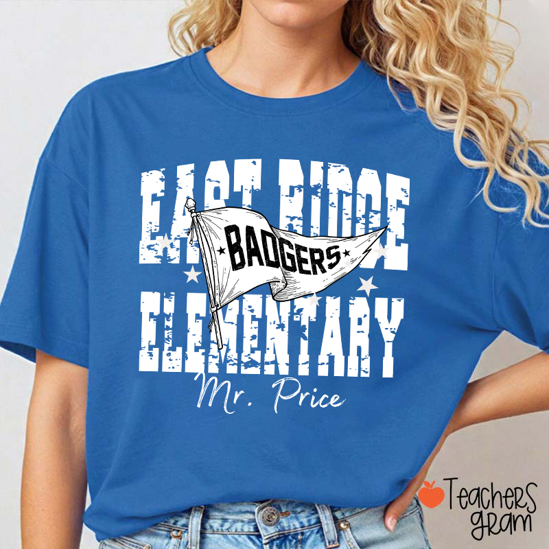 Personalized School Mascot Pennant Flag Teacher T-Shirt