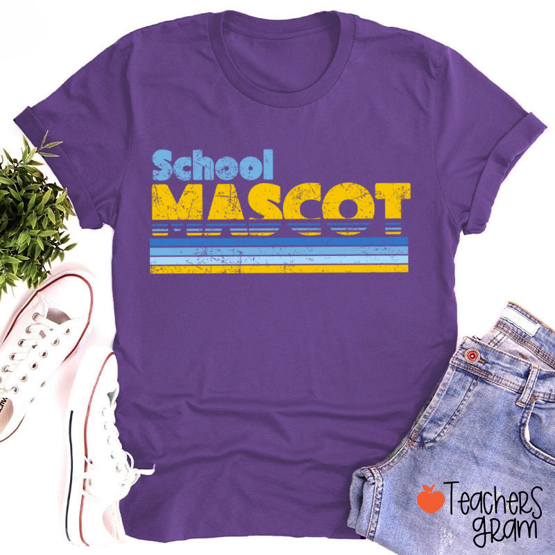 Personalized Mascot And School Name Contrast Color Line Design Teacher T-Shirt