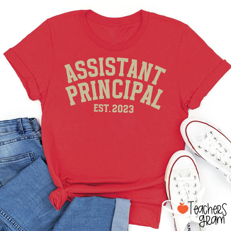 Personalized School Role Year Retro Arch Varsity Teacher T-Shirt