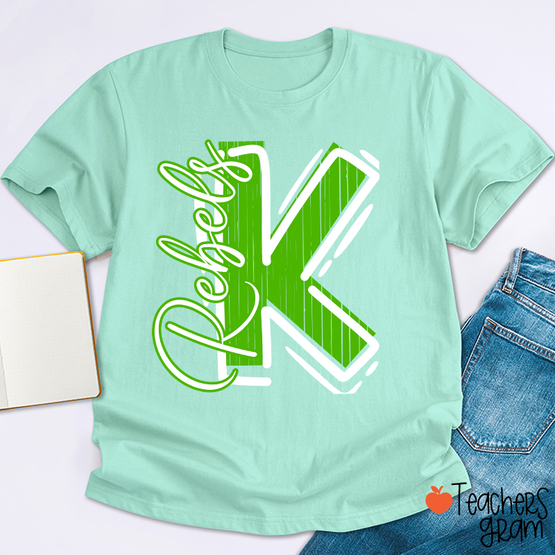 Personalized School Spirit Mascot Initial Teacher T-Shirt