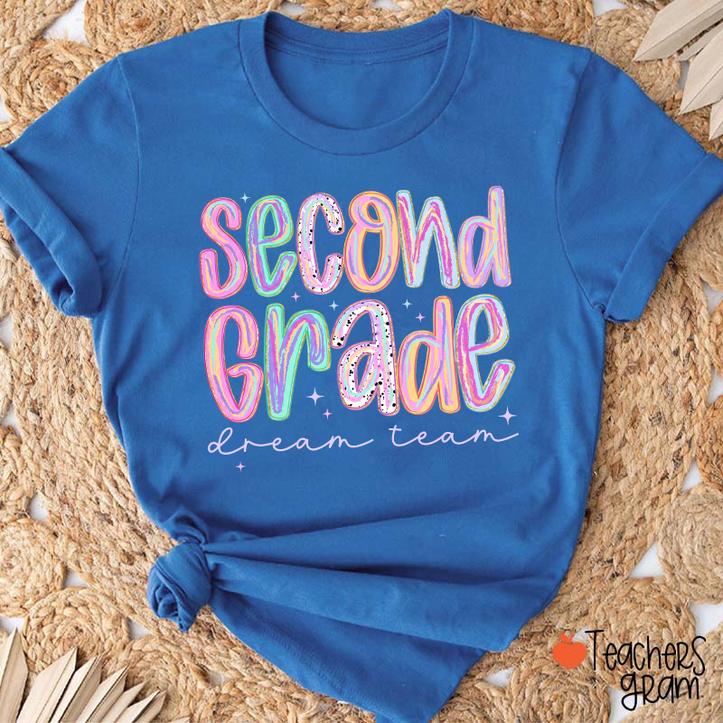 Personalized Pastel Rainbow Grade Dream Team Teacher T-Shirt