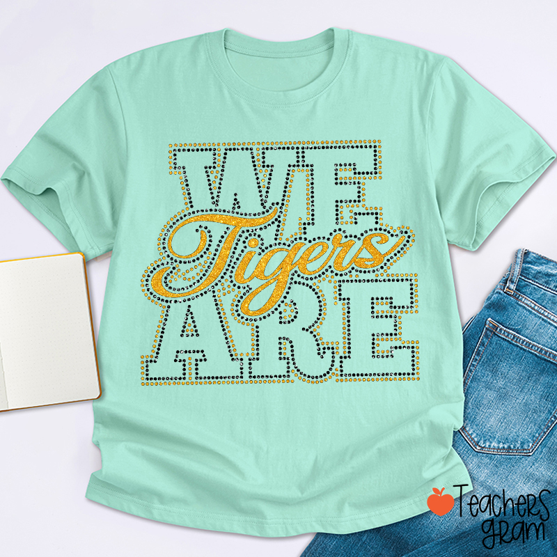 Personalized Mascot Rhinestone We Are Team Teacher T-Shirt